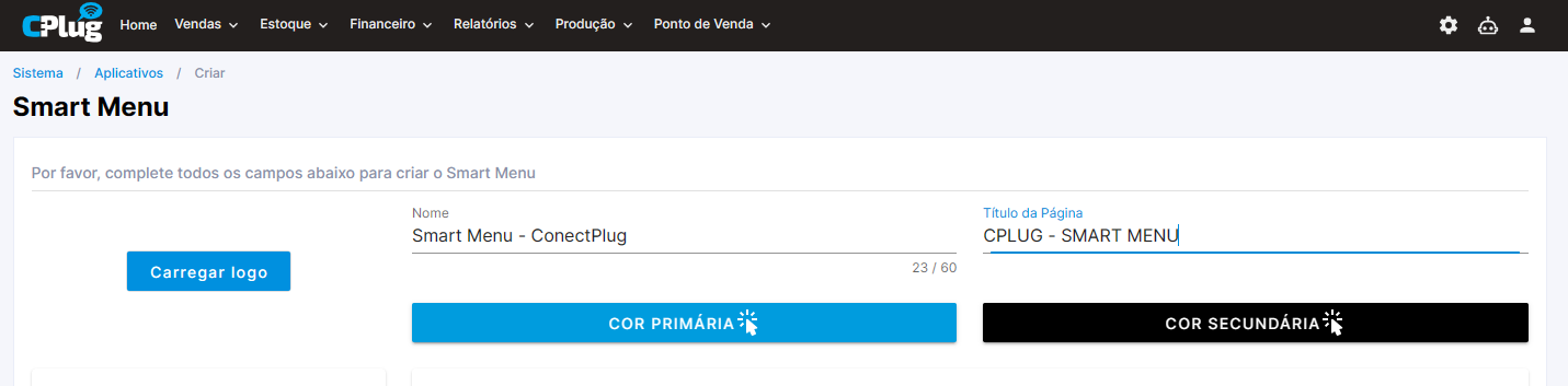 Criacao smart menu